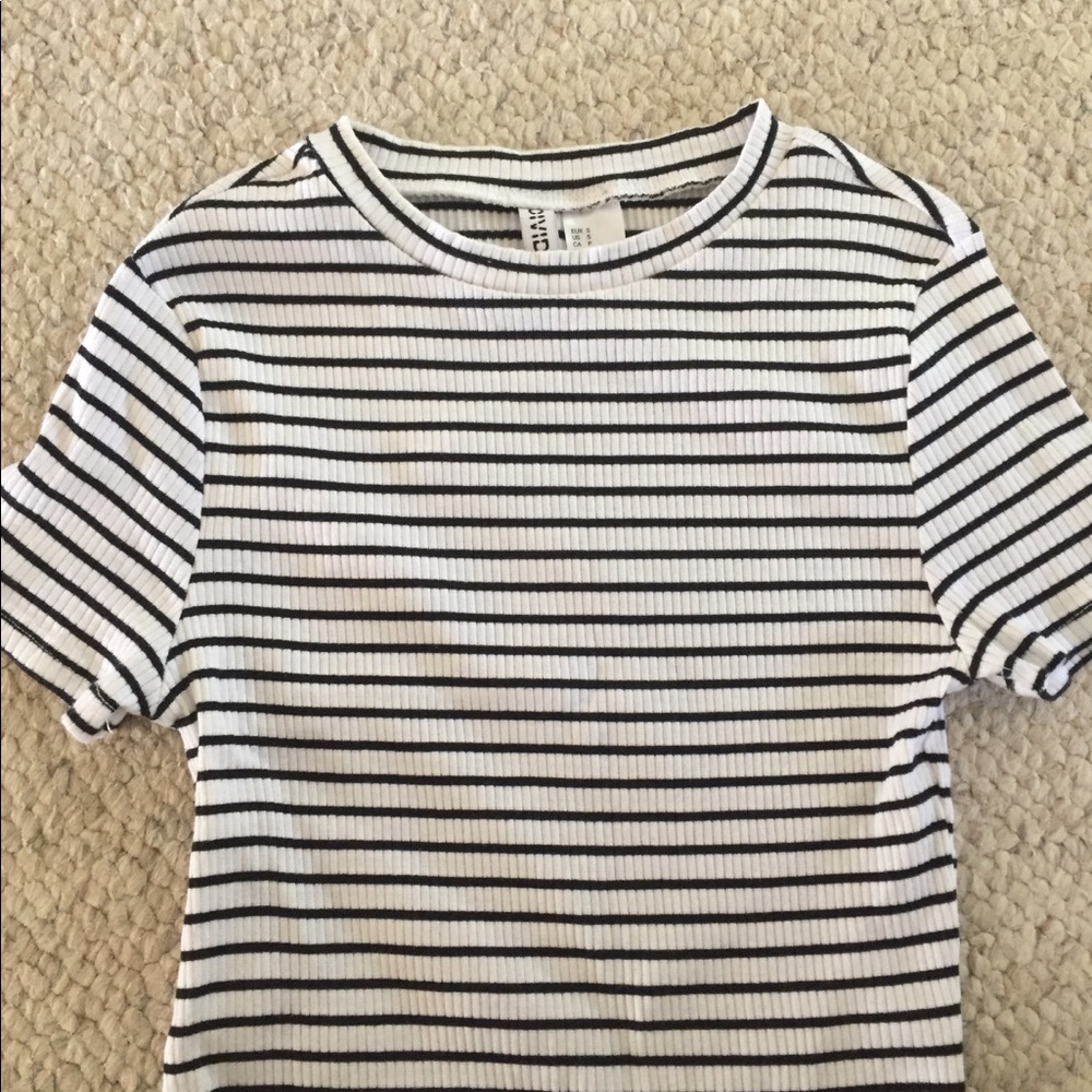 Crop Mock Neck Striped Top